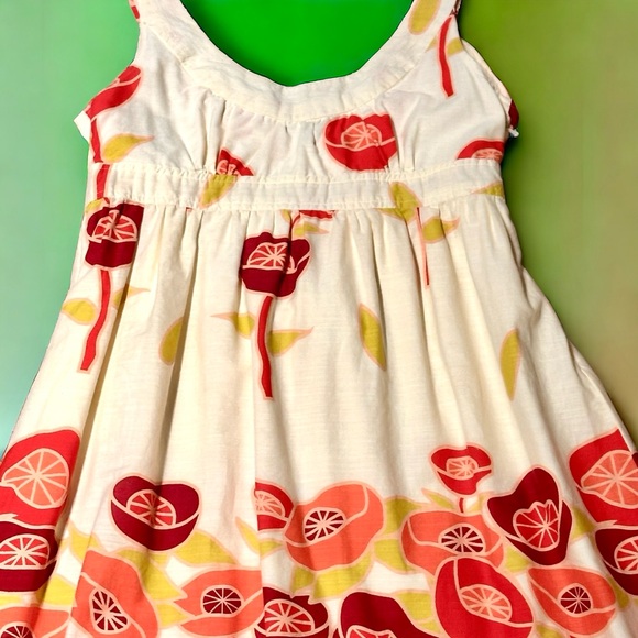 HP Bitten by Sarah Jessica Parker belted poppy sundress, size 8 cream pink green - Picture 7 of 16